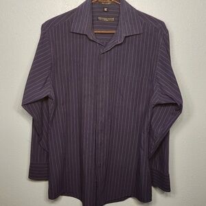 Geoffrey Beene Fitted Mens' Shirt Size 15 1/2 32/33 Blue Pin Stripes